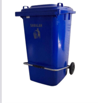 سطل زباله پلاستیکی مخزن پلی اتیلن پدال دار و چرخ دار 240 لیتری